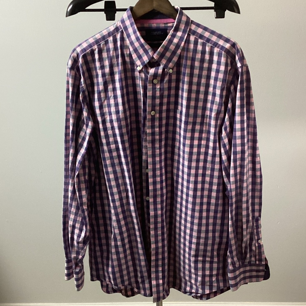 Charles Tyrwhitt Men's Plaid Shirt - Navy and Pink